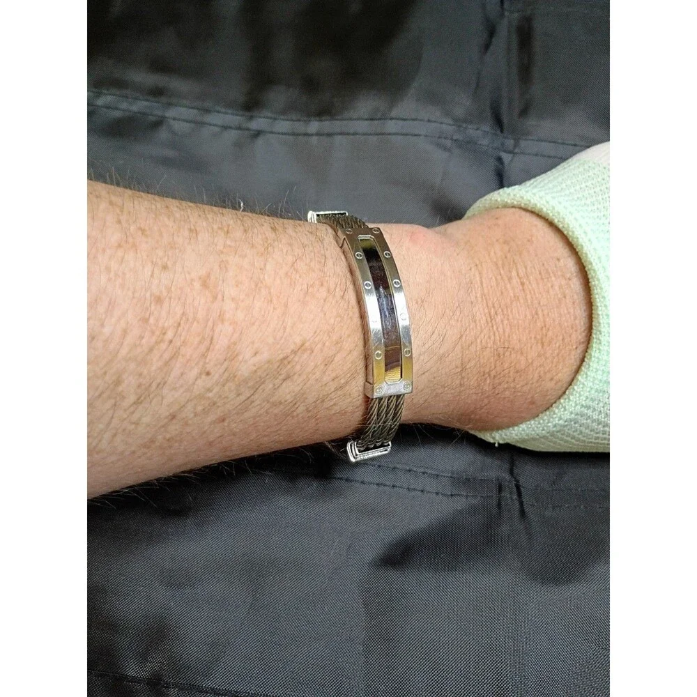 Stainless Steel Cable Twist Bracelet Silver Tone with clasp